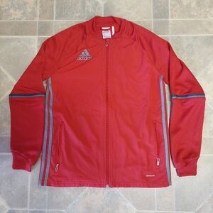 Adidas Red Long Sleeve Full Zip Climacool Polyester Jacket Womens Large